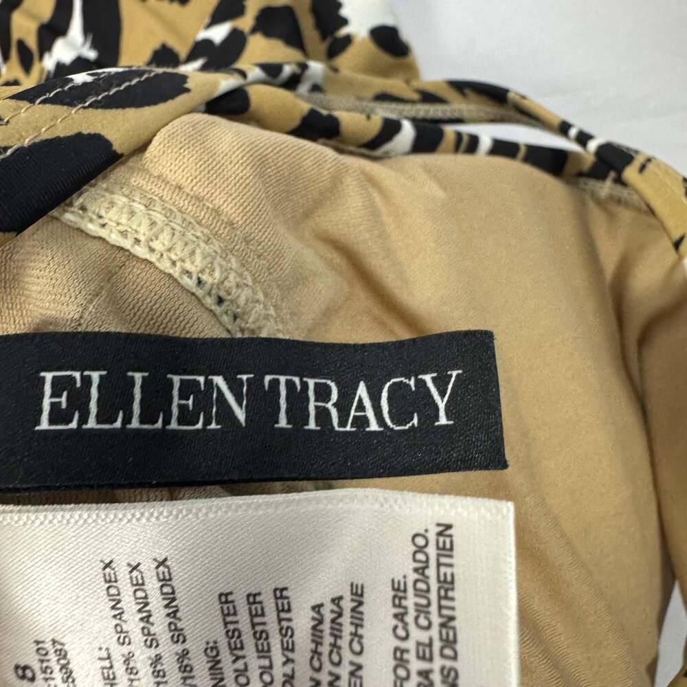 Ellen Tracy High Neck Keyhole Leopard Print One Piece Swimsuit Size 8 - Picture 6 of 7